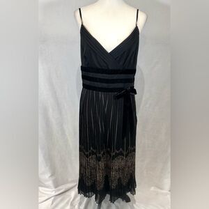 Ann Taylor Loft knife pleated velvet wrapped chiffon midi dress size 10